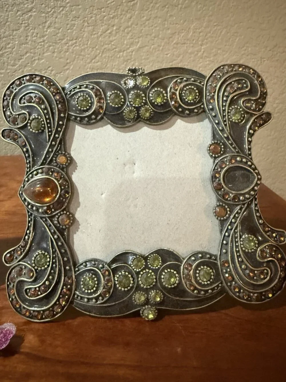 Bombay Picture Frames Enameled Jeweled Crystals Ornate 4x4 Exquisite (2)